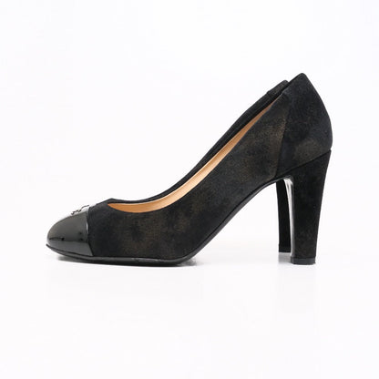 CHANEL pumps G28460 Genuine Leather Black type Gold glitter Women 37.5C