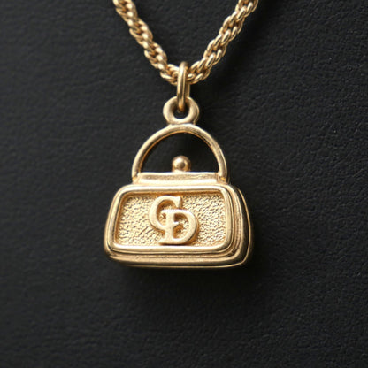 Christian Dior Necklace Gold Plated gold Bag Charm Necklace Women