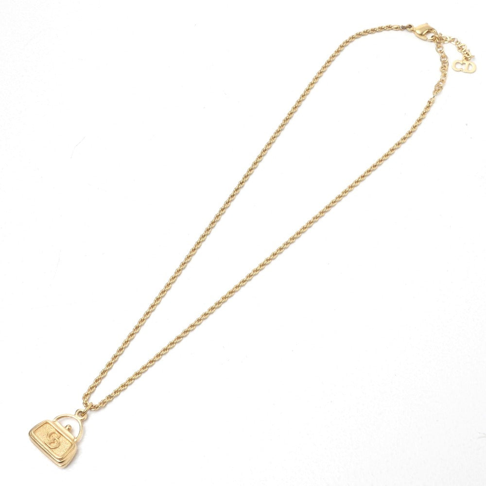 Christian Dior Necklace Gold Plated gold Bag Charm Necklace Women