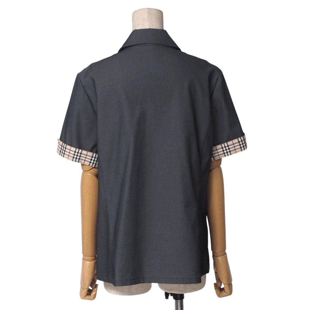 BURBERRY Short sleeve shirt 60% cotton, 35% polyester, 5% polyurethane gray FEB98-563 15ABR Women 15