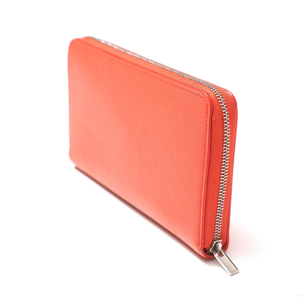 CELINE Long Wallet Purse Genuine Leather Coral Color Women