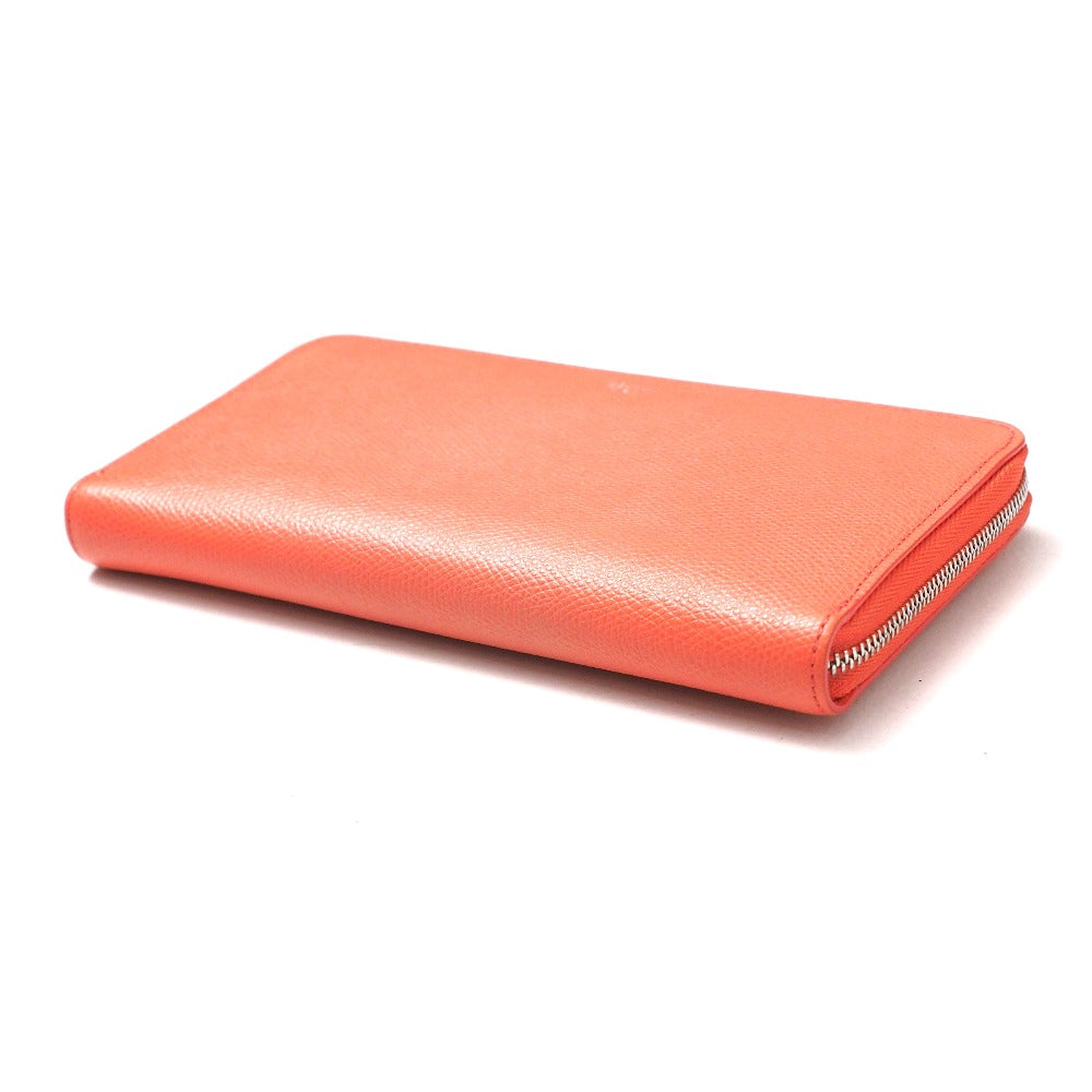 CELINE Long Wallet Purse Genuine Leather Coral Color Women