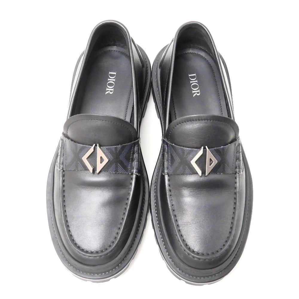 Dior loafers leather Black Silver Navy type Explorer mens 39