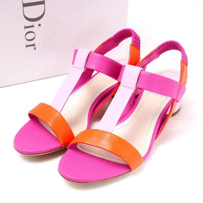 Dior Sandals Genuine Leather Pink orange CL1114 Women 37