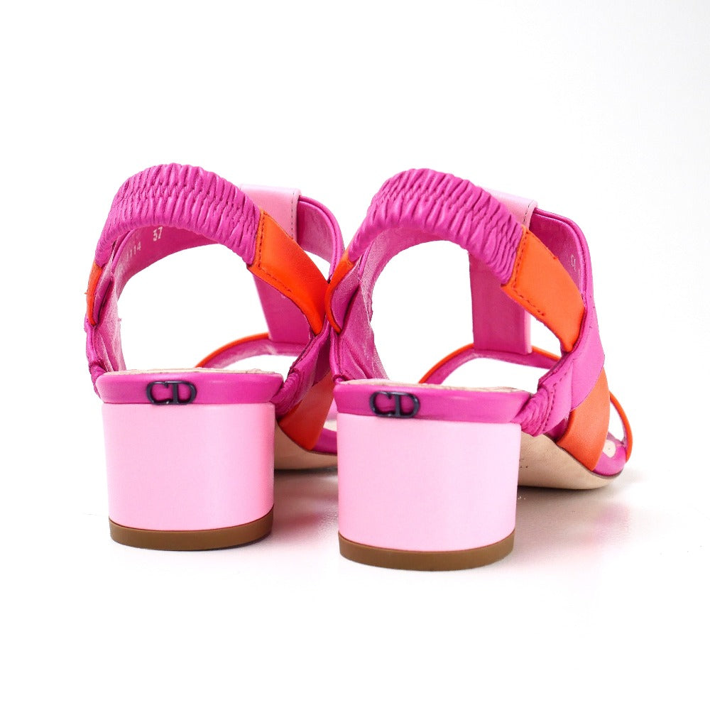 Dior Sandals Genuine Leather Pink orange CL1114 Women 37