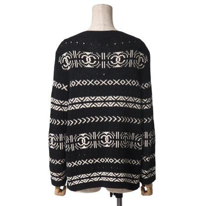 CHANEL knit knit Black x White type P63046 Women 36