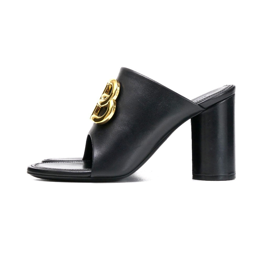 BALENCIAGA Sandals leather Black gold 604065 35