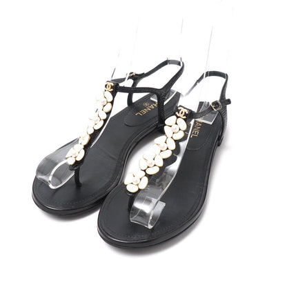 CHANEL Sandals Genuine Leather black 35C