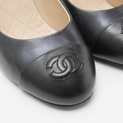 CHANEL pumps Genuine Leather Navy x Black G30240 36.5