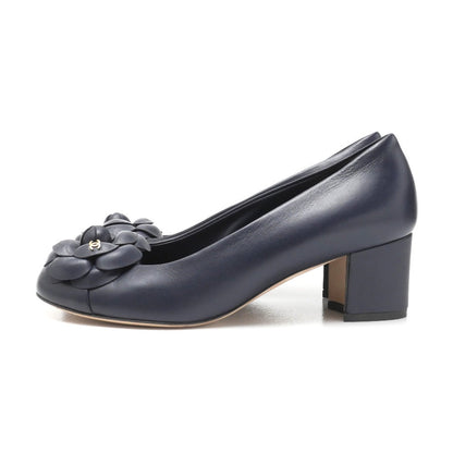 CHANEL pumps Genuine Leather Navy G31545 35.5C