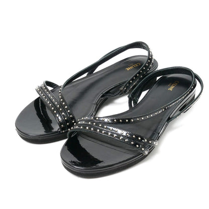CELINE Sandals leather Black Silver 37