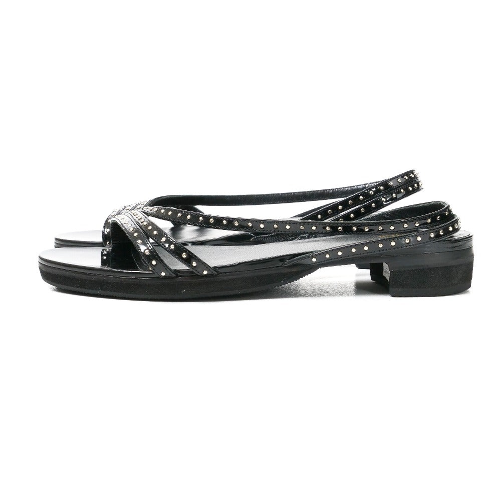 CELINE Sandals leather Black Silver 37