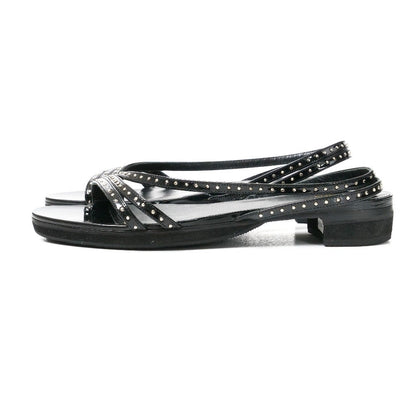 CELINE Sandals leather Black Silver 37