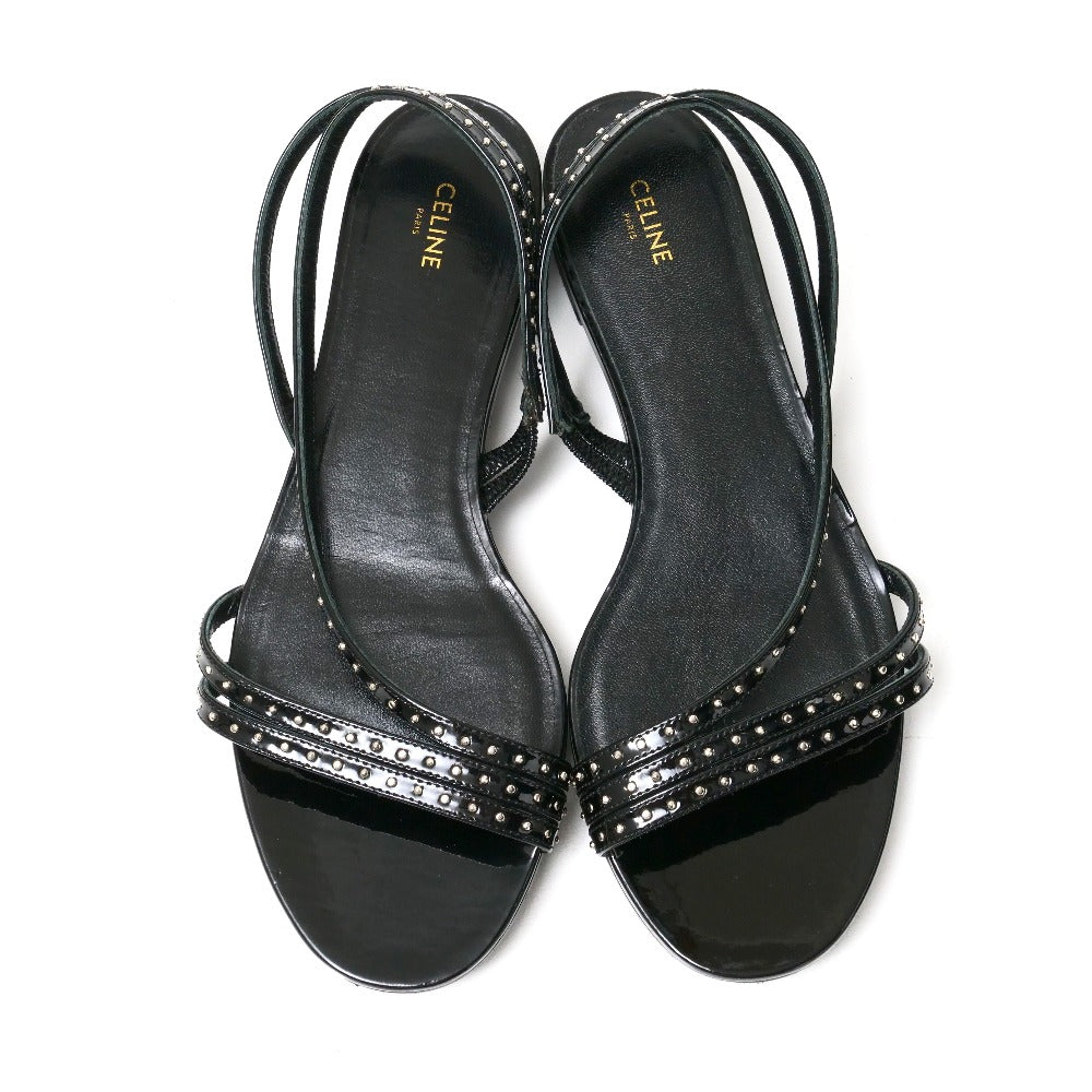 CELINE Sandals leather Black Silver 37