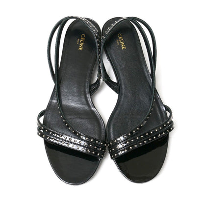CELINE Sandals leather Black Silver 37