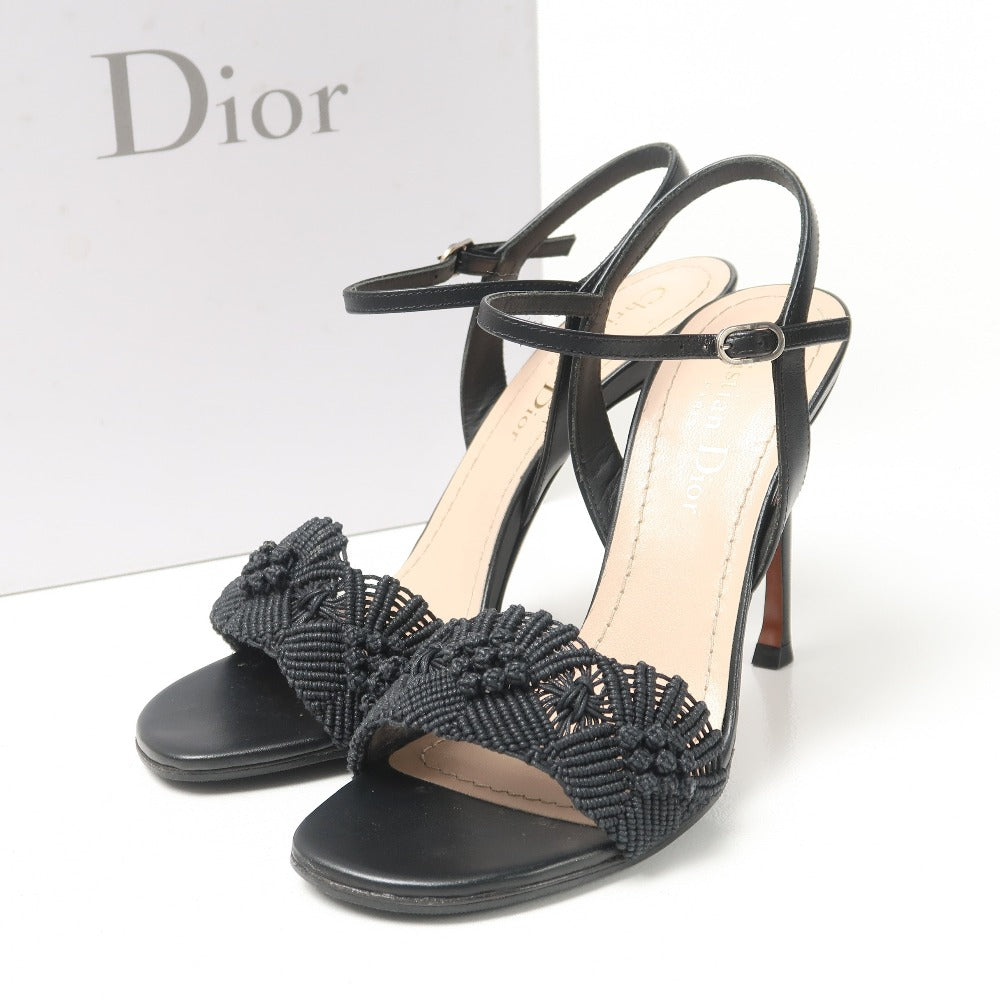 Christian Dior Sandals Macrame x Calf Leather black 35.5