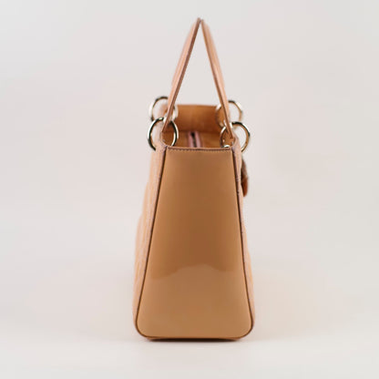 Christian Dior Medium Lady Dior Patent Beige