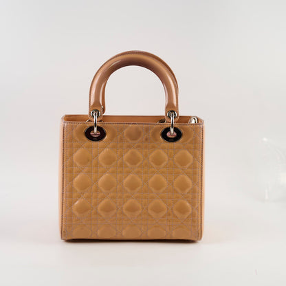 Christian Dior Medium Lady Dior Patent Beige