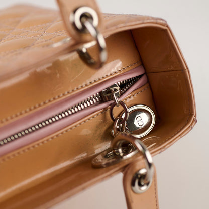 Christian Dior Medium Lady Dior Patent Beige