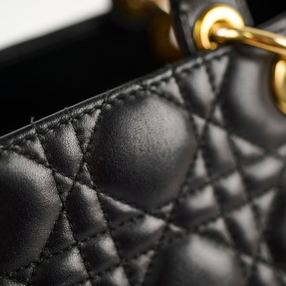 Christian Dior Lady Dior Medium Black Lambskin
