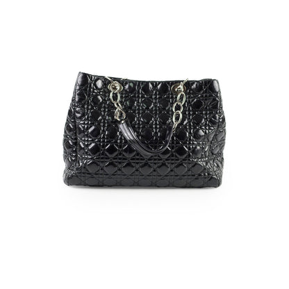 Dior Large Cannage Tote Patent Black