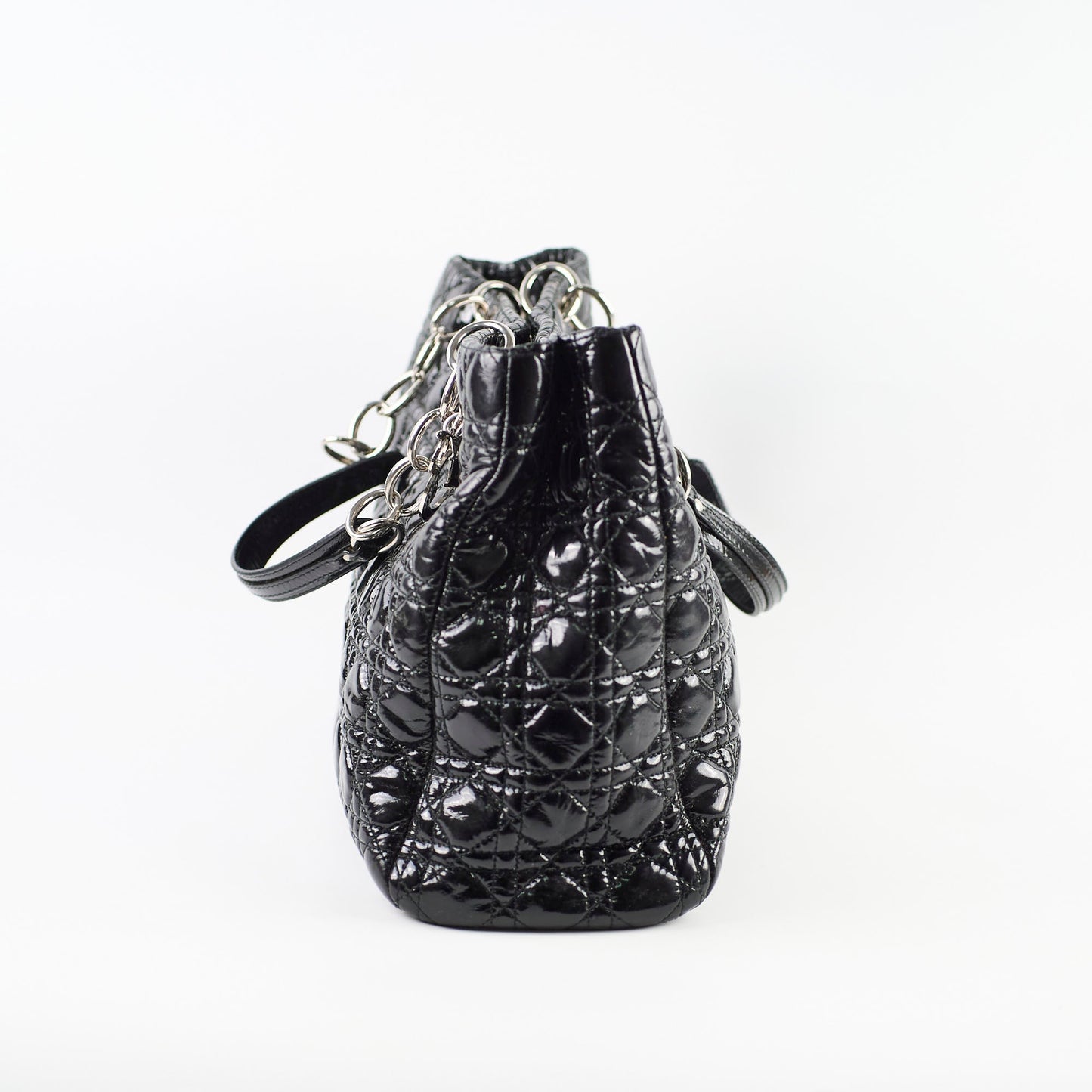 Dior Large Cannage Tote Patent Black