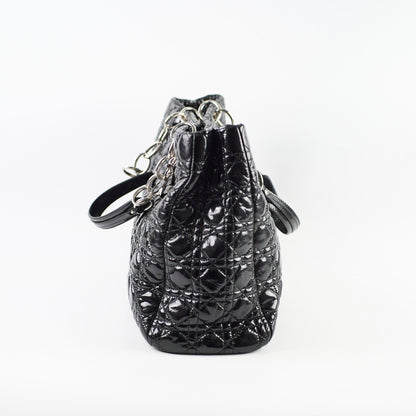 Dior Large Cannage Tote Patent Black