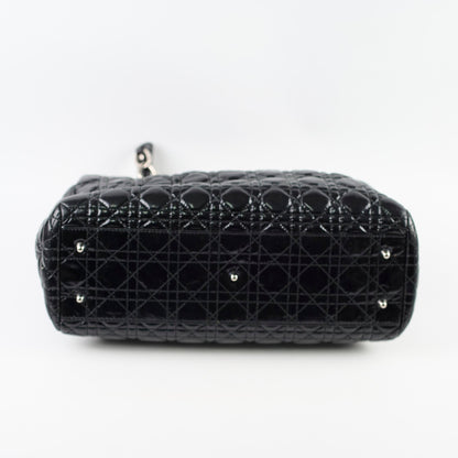 Dior Large Cannage Tote Patent Black