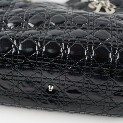 Dior Large Cannage Tote Patent Black