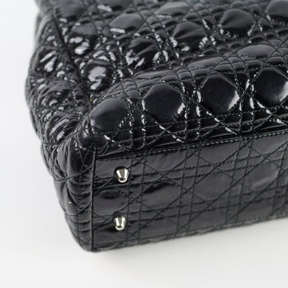 Dior Large Cannage Tote Patent Black