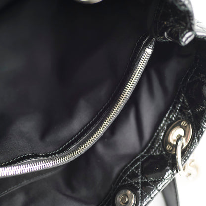 Dior Large Cannage Tote Patent Black