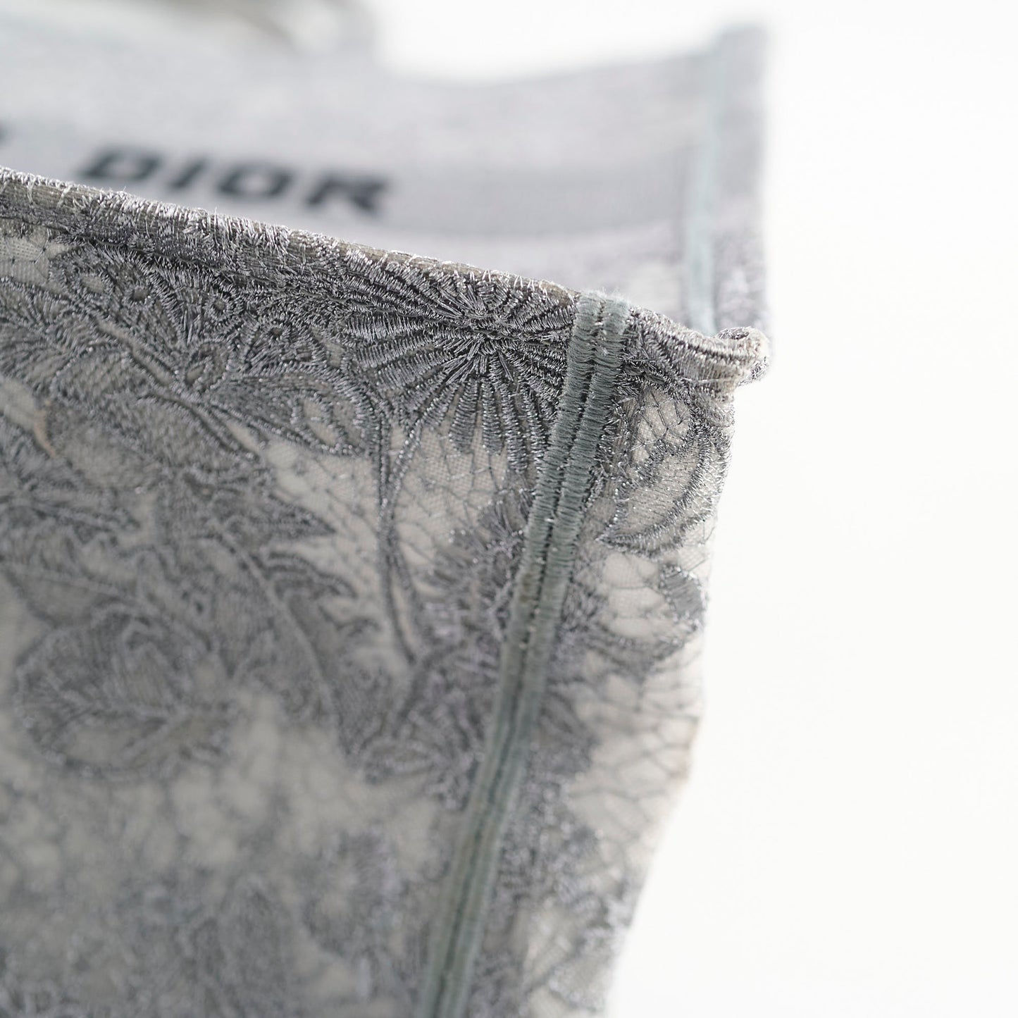 Christian Dior Medium Lace Embroidered Book Tote Grey