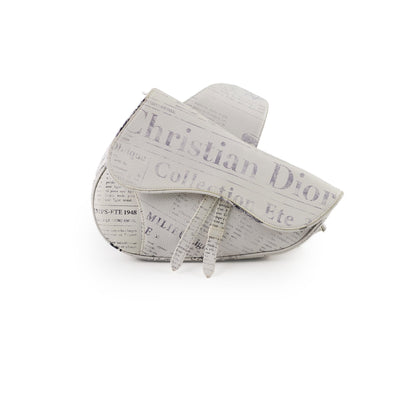 Christina Dior x Daniel Arsham Men's Newspaper Print Saddle Bag White