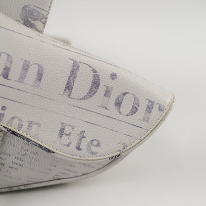 Christina Dior x Daniel Arsham Men's Newspaper Print Saddle Bag White