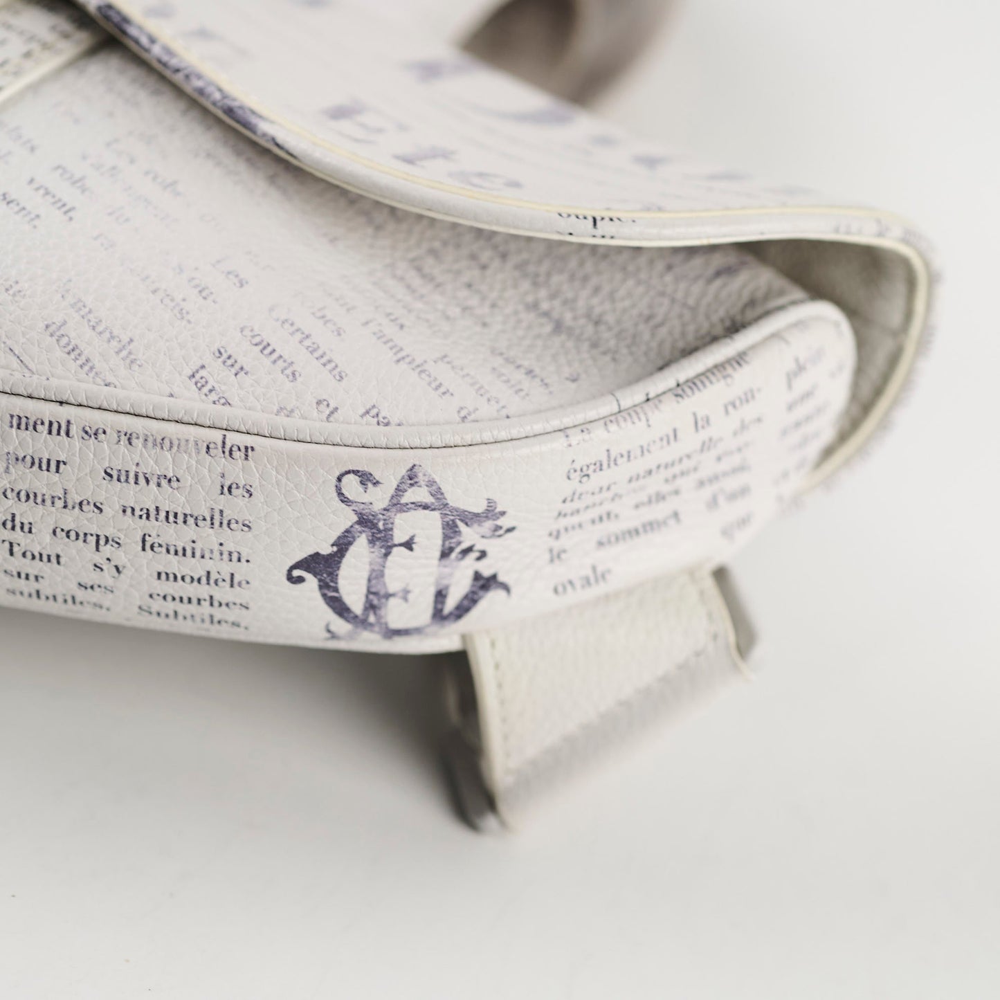 Christina Dior x Daniel Arsham Men's Newspaper Print Saddle Bag White