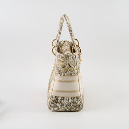 Dior Medium D-Lite Bag Latte Broderie Autour De Monde
