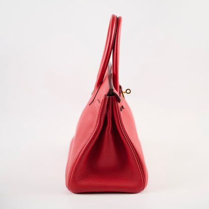 Hermes Birkin 30 Rouge Casaque P Square Stamp PHW