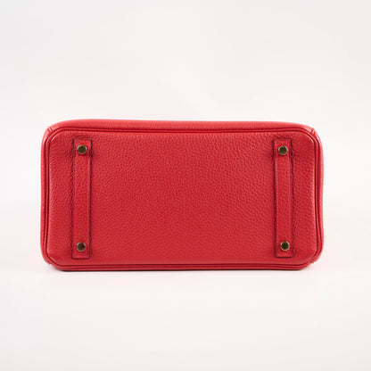 Hermes Birkin 30 Rouge Casaque P Square Stamp PHW