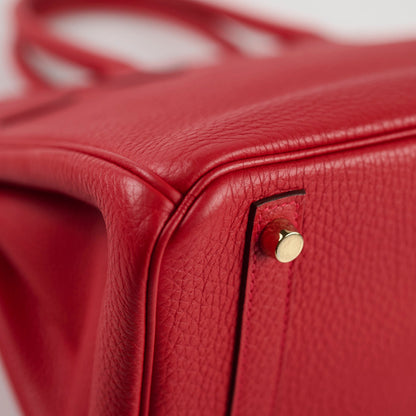 Hermes Birkin 30 Rouge Casaque P Square Stamp PHW