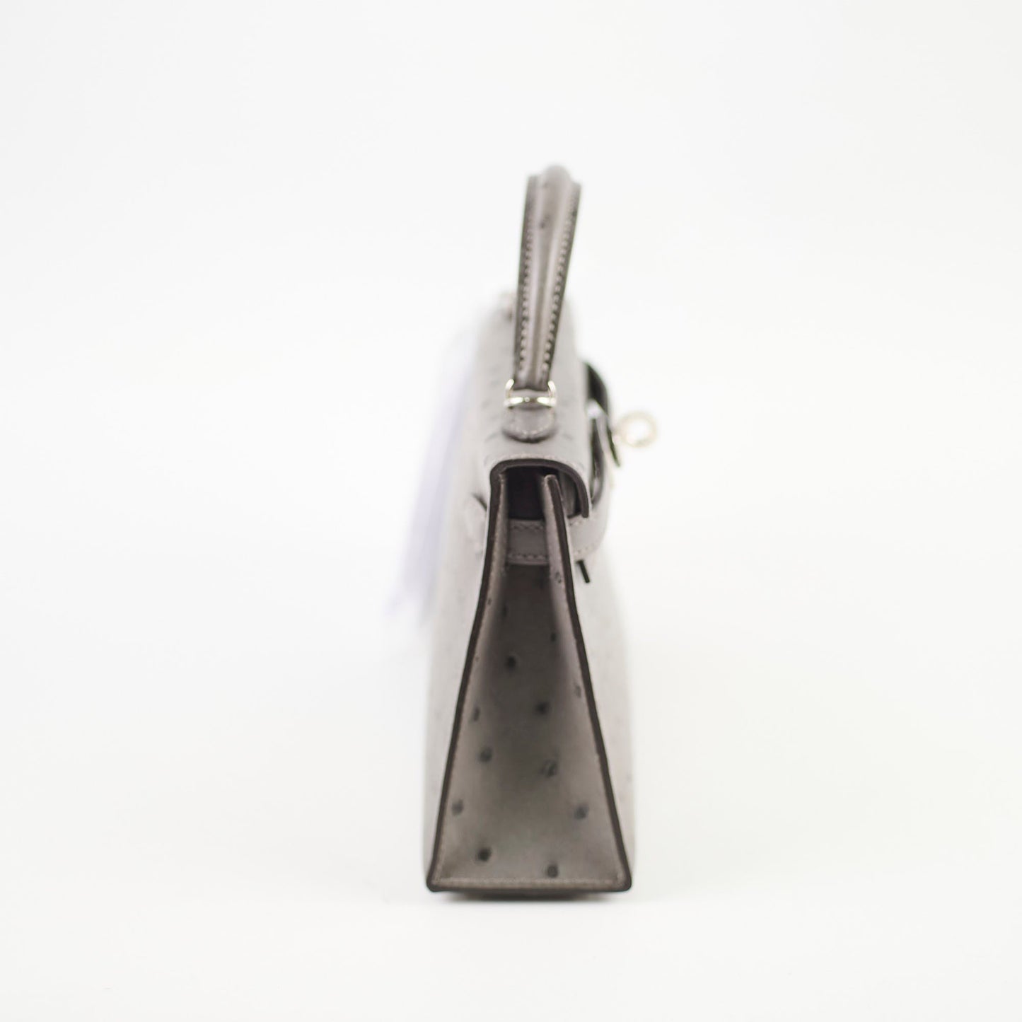 Hermes Mini Kelly Ostrich Gris Meyer B Stamp