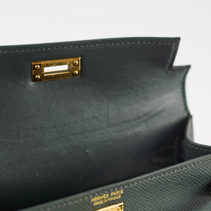 Hermes Mini Kelly Epsom Vert Mangrove K stamp Apr2025