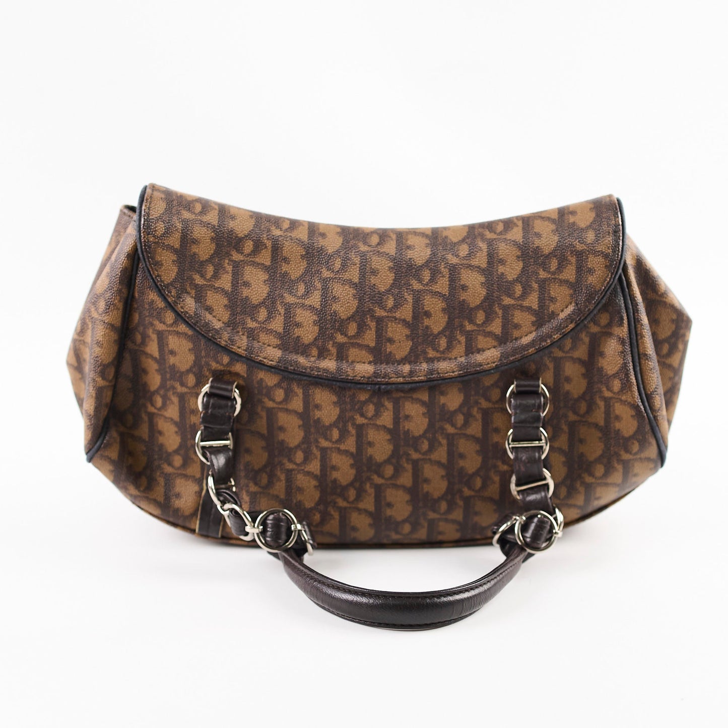 Christian Dior Romantique Monogram Trotter Flap Bag Brown