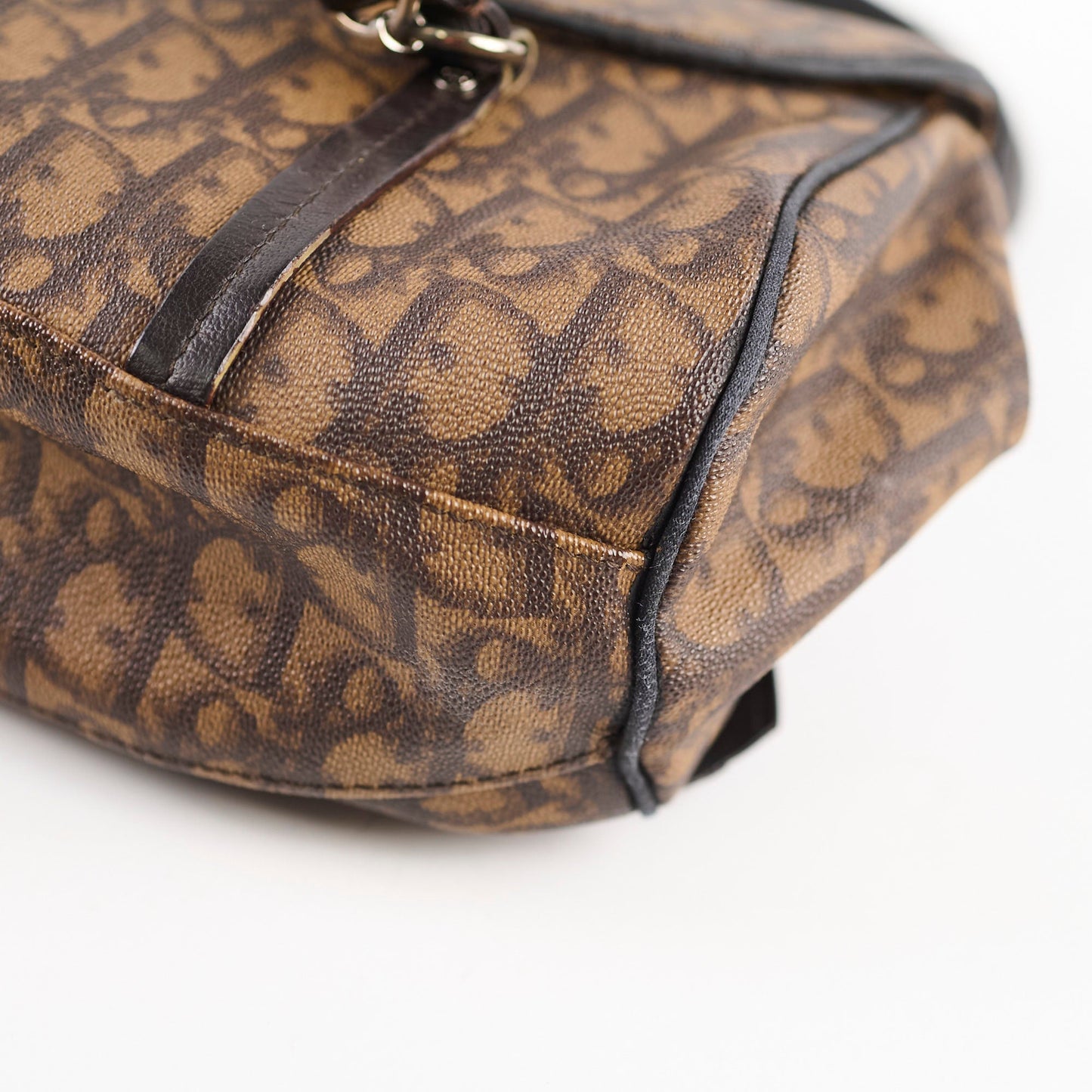 Christian Dior Romantique Monogram Trotter Flap Bag Brown