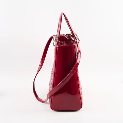 Christian Dior Lady Dior Large Patent Red