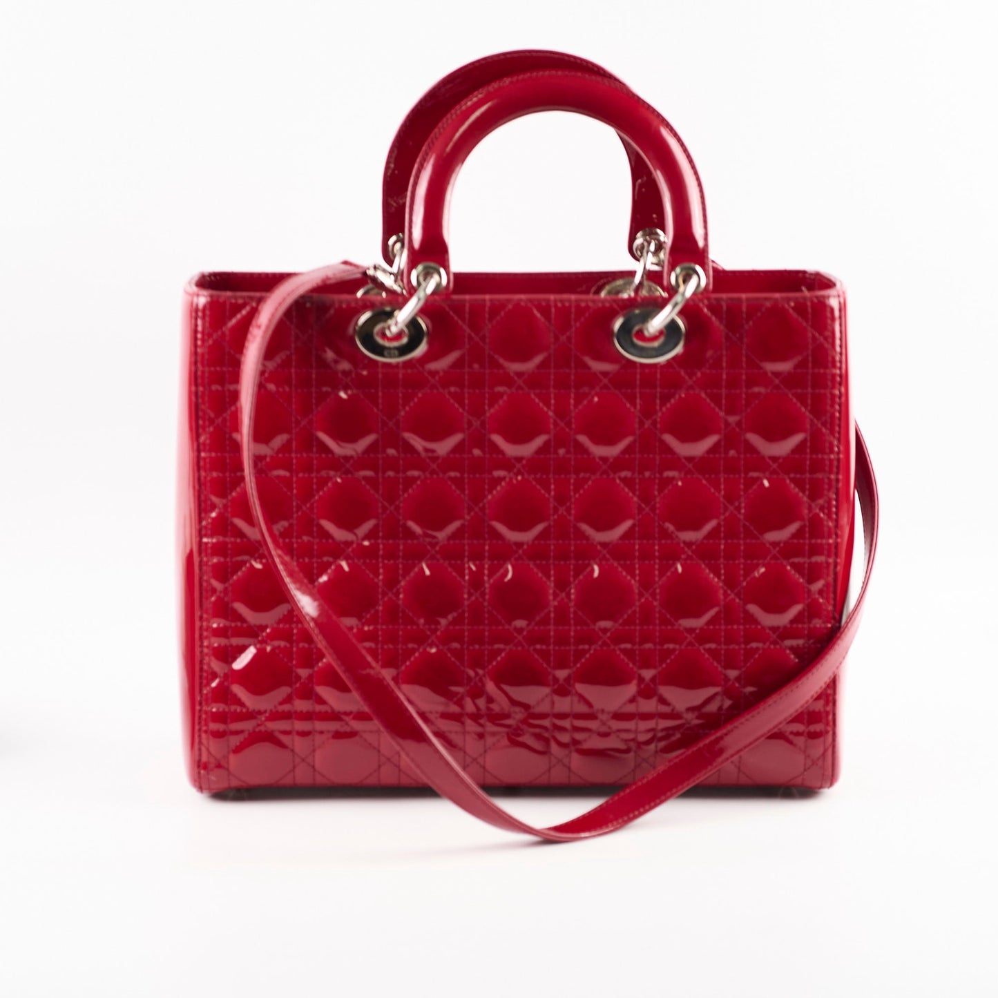 Christian Dior Lady Dior Large Patent Red