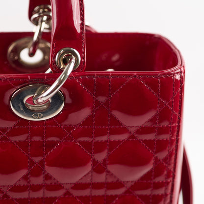 Christian Dior Lady Dior Large Patent Red