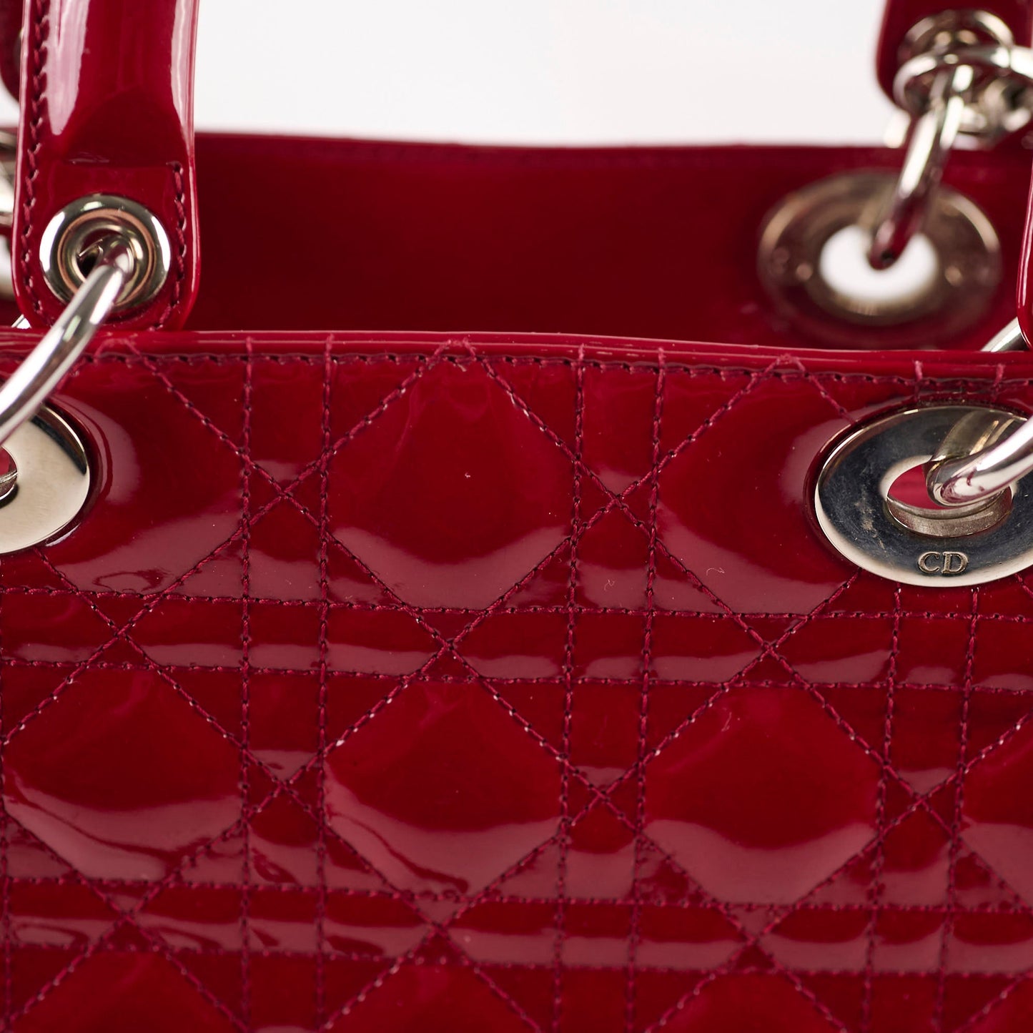 Christian Dior Lady Dior Large Patent Red