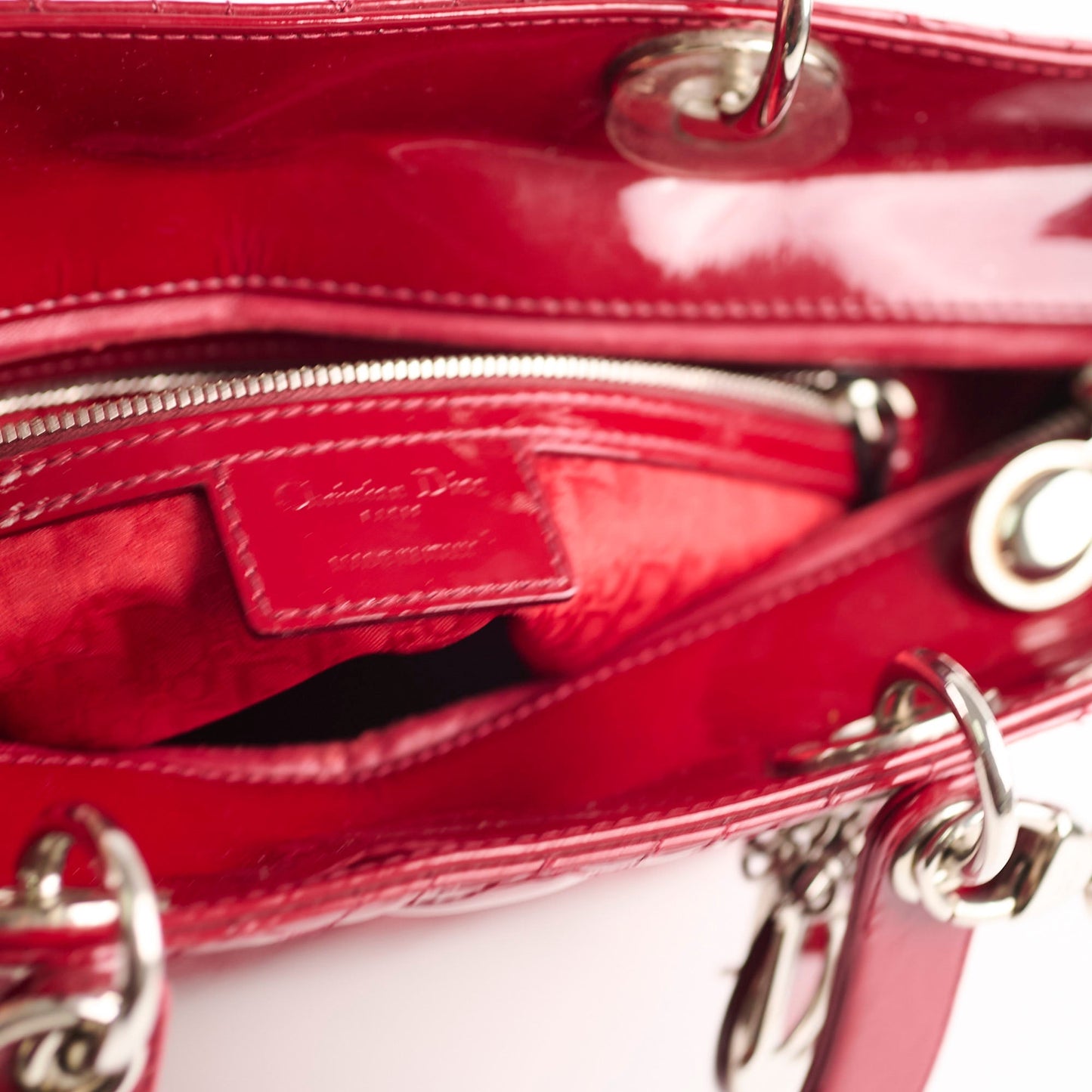 Christian Dior Lady Dior Large Patent Red