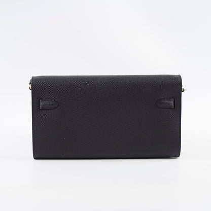 Hermes Kelly To Go Black Espom GHW A Stamp