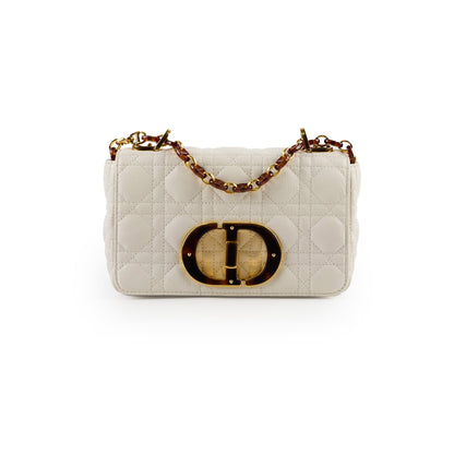 Christian Dior Caro Small Flap Lambskin White